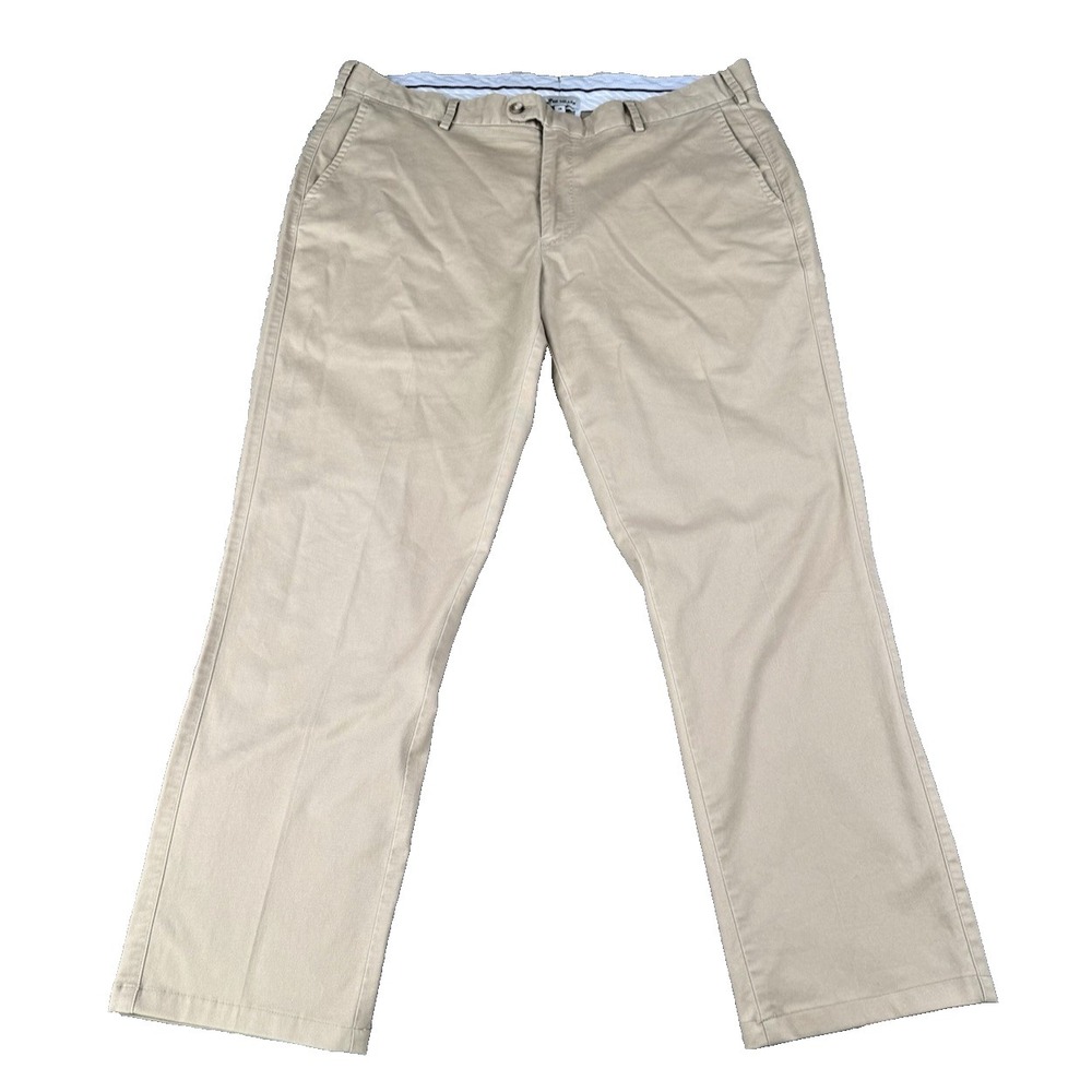 Peter Millar Mens Pants 38x30 Khaki Pima Cotton Chino Dress Golf Flat Front